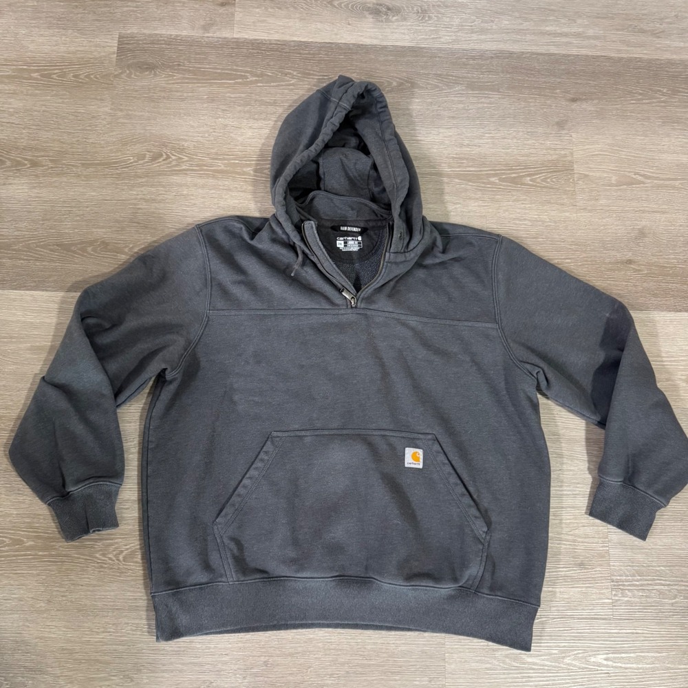 Carhartt Rain Defender Hoodie Mens 2XL Gray Loose Fit Quarter Zip 100617 026